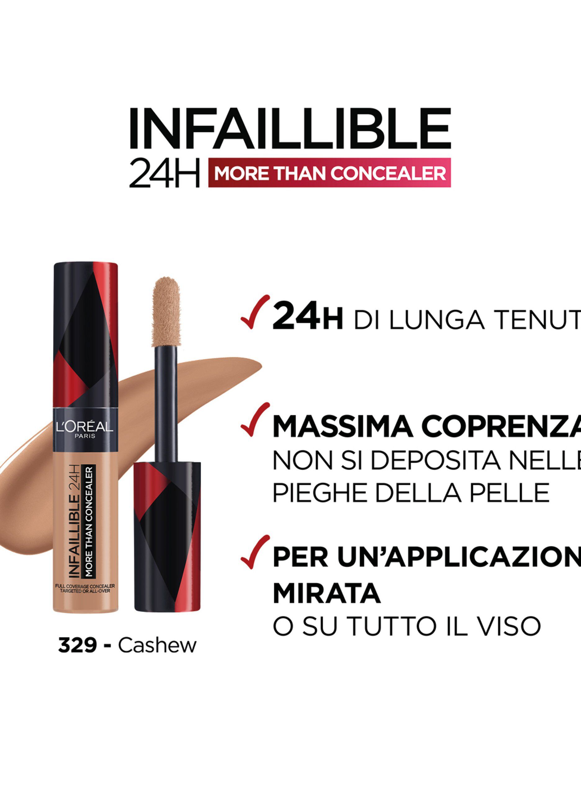 L'Oréal Paris Infaillible 24h More Than Concealer, Correttore liquido a lunga tenuta, 329 Cajou._2