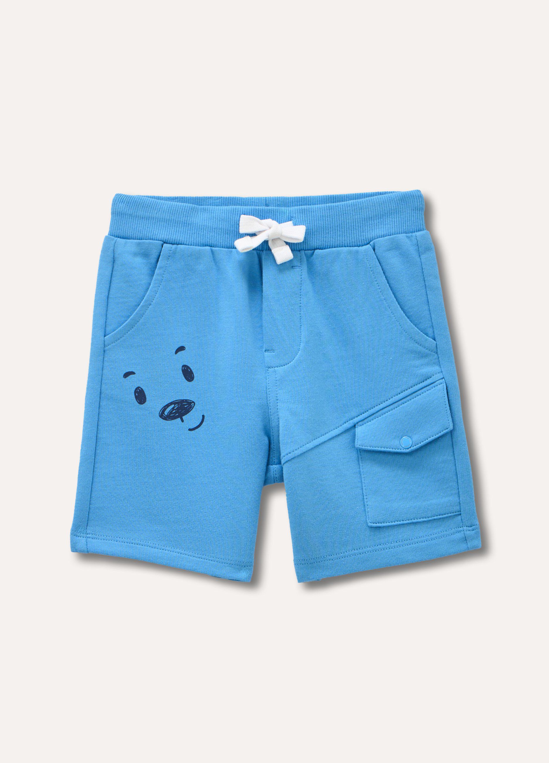 Shorts in felpa di puro cotone neonato_0