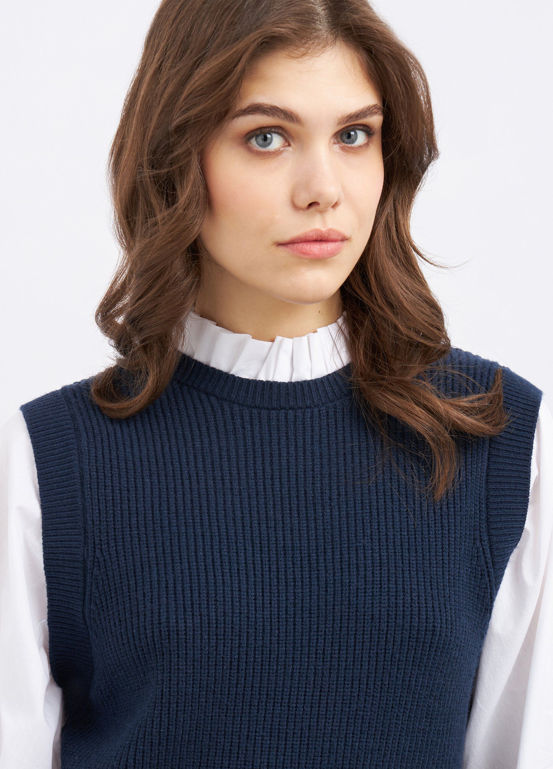 Gilet tricot con inserto blusa donna