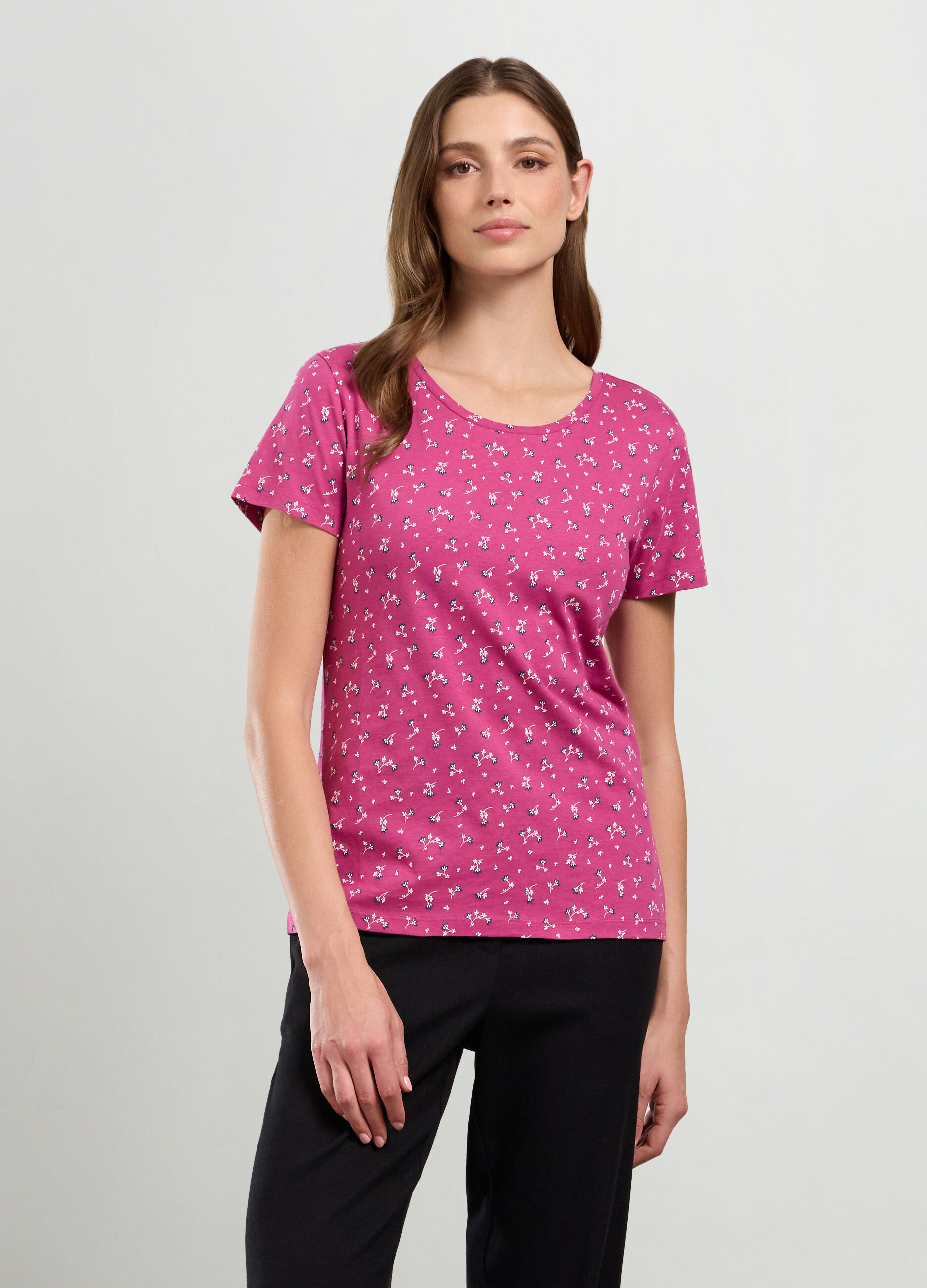 T-shirt in puro cotone con stampa donna_0