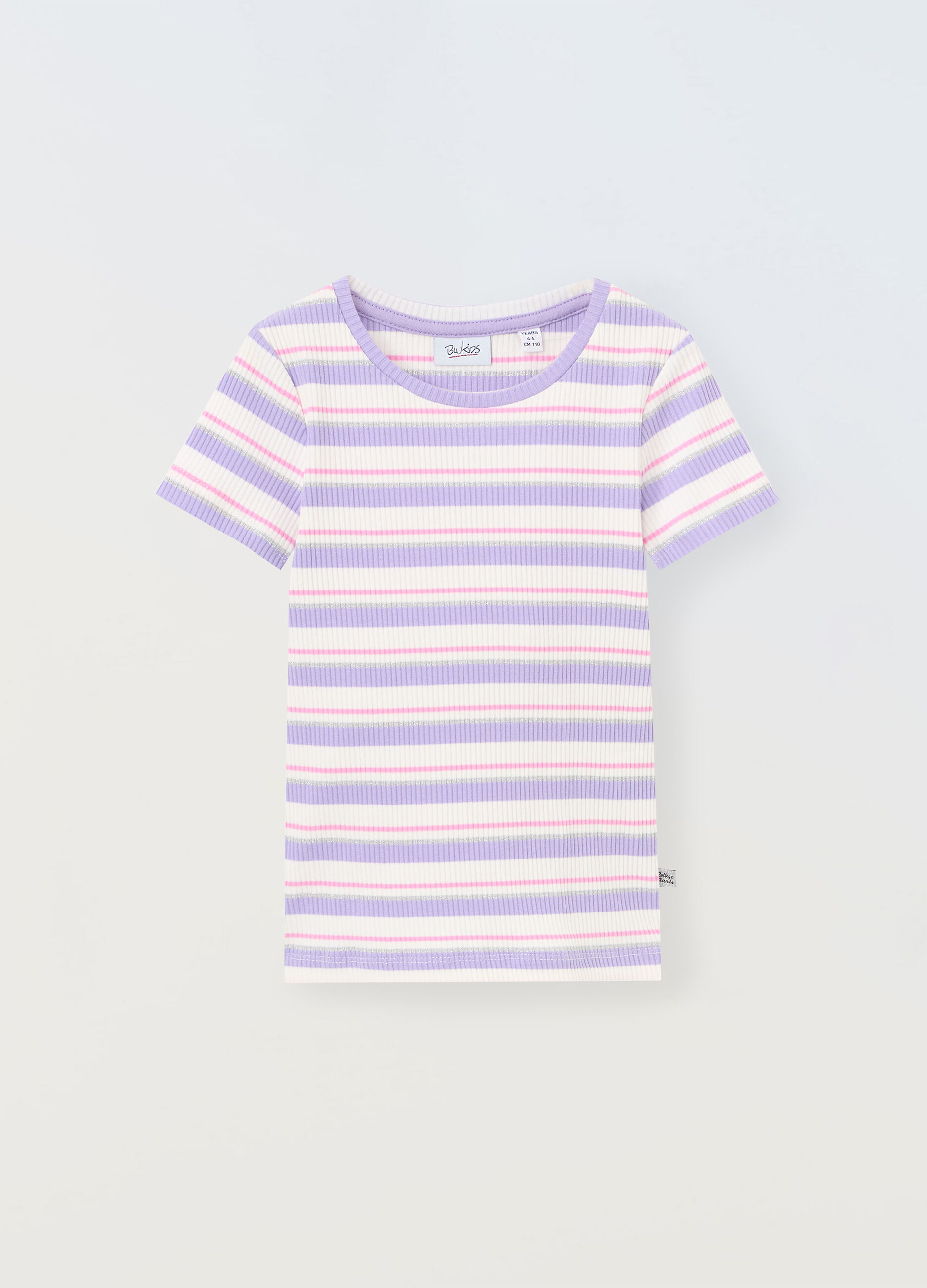 T-shirt in costina di cotone con filo lurex bambina_0