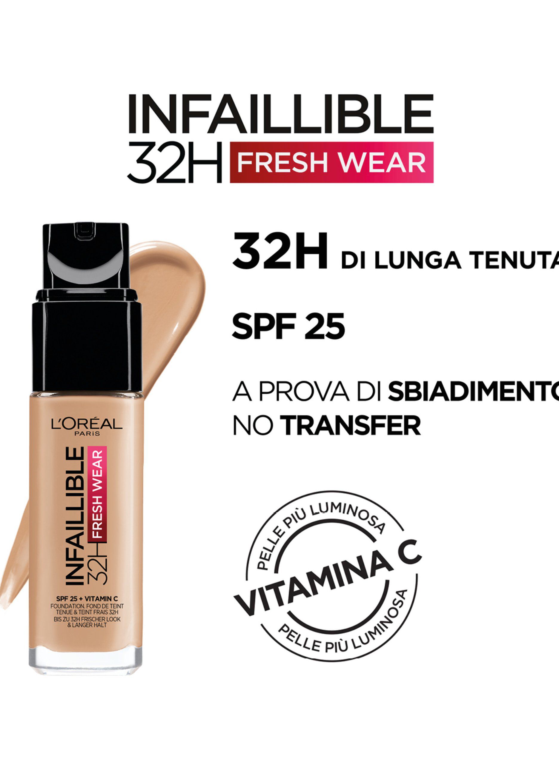 L'Oréal Paris Fondotinta Liquido Infaillible 32H, Coprente a Lunga Tenuta 32H, Formula Waterproof Idratante, 140 Beige Doré, 30ml._1