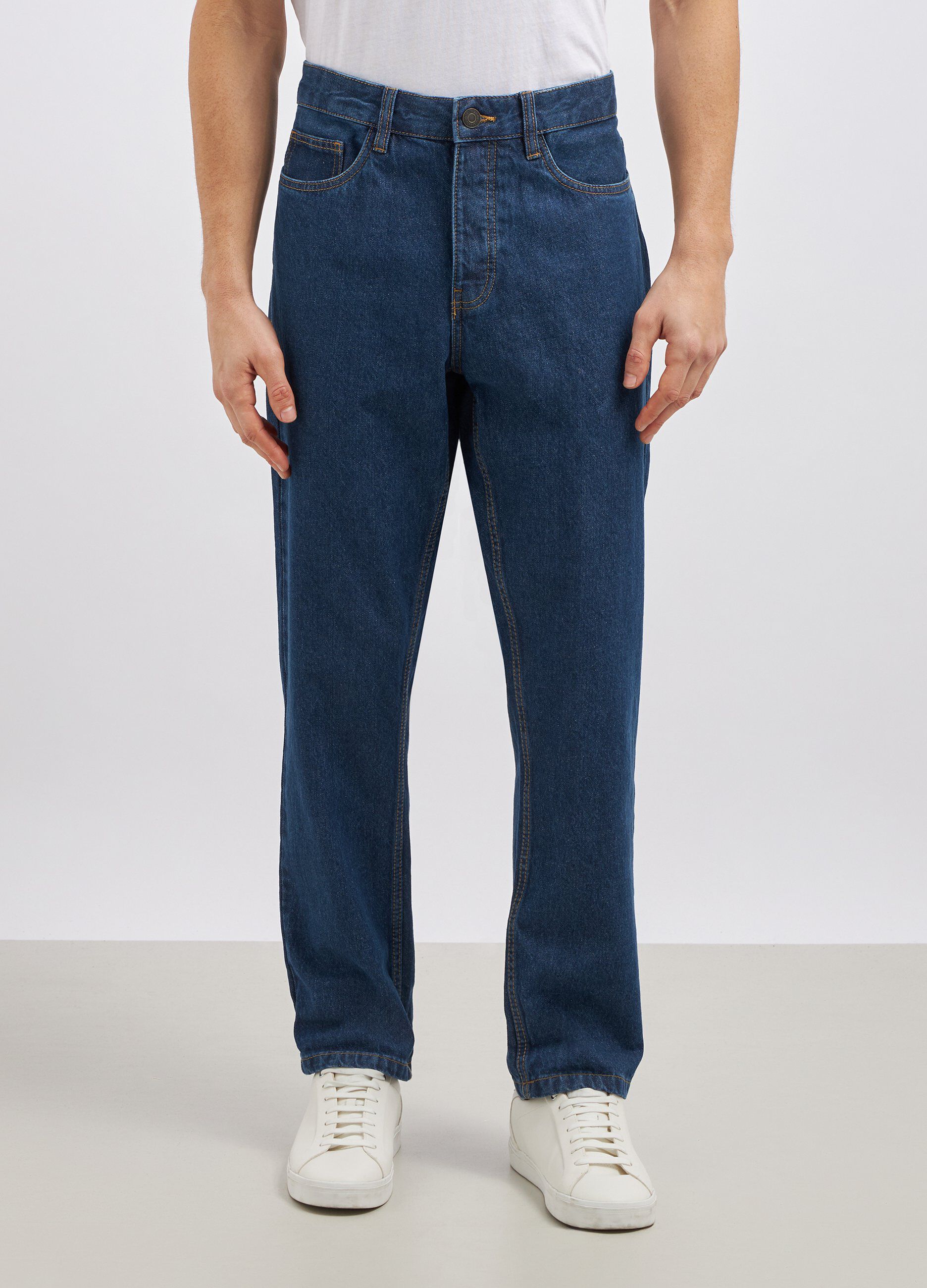 Jeans straight in puro cotone uomo_1