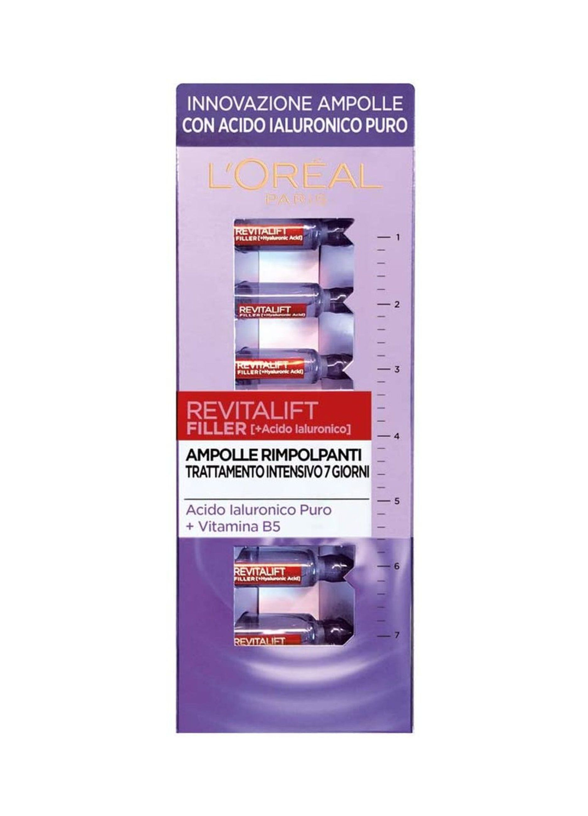 L'Oréal Paris Ampolle Rimpolpanti Revitalift Filler, Azione Antirughe, con Acido Ialuronico Puro 100% Concentrato e Vitamina B5, Trattamento Intensivo 7 Giorni, 7x1 ml._1