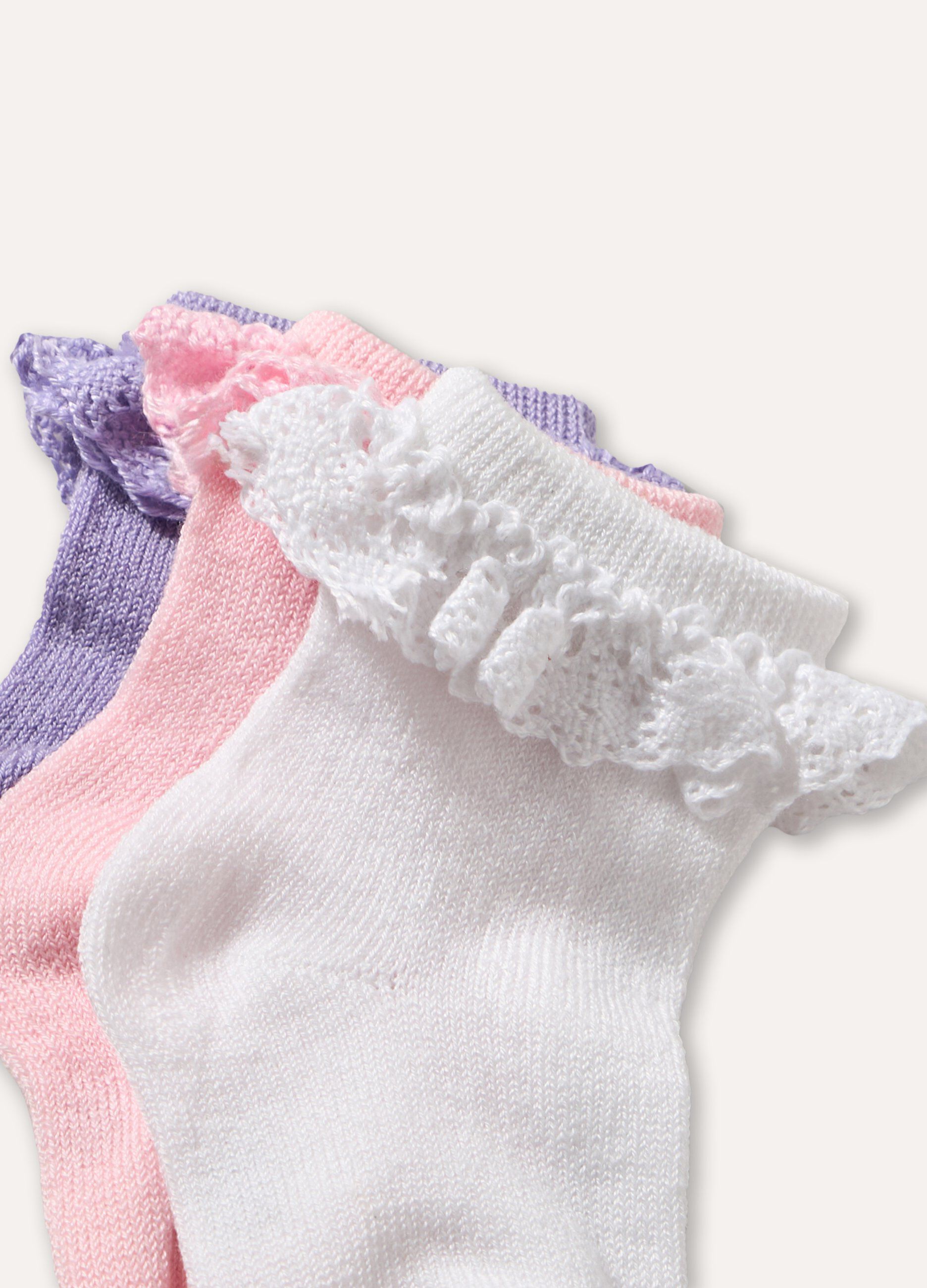 Pack 3 calze in cotone stretch con applicazione neonata