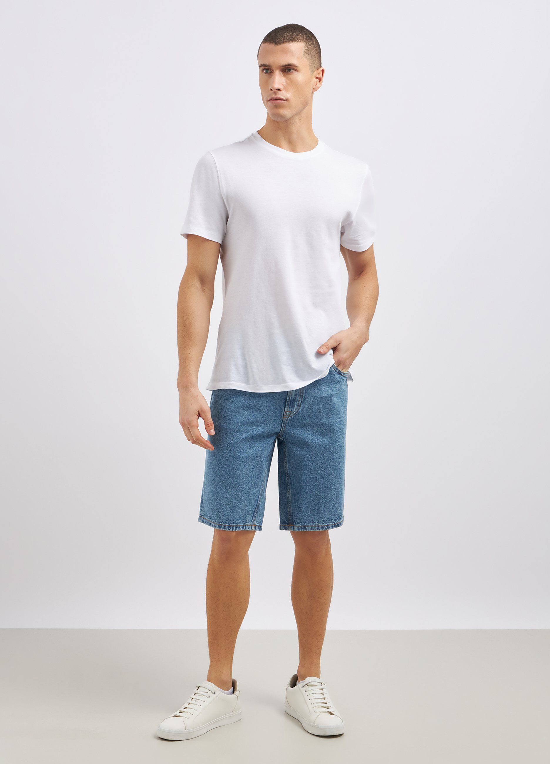 Shorts in denim di puro cotone uomo_0