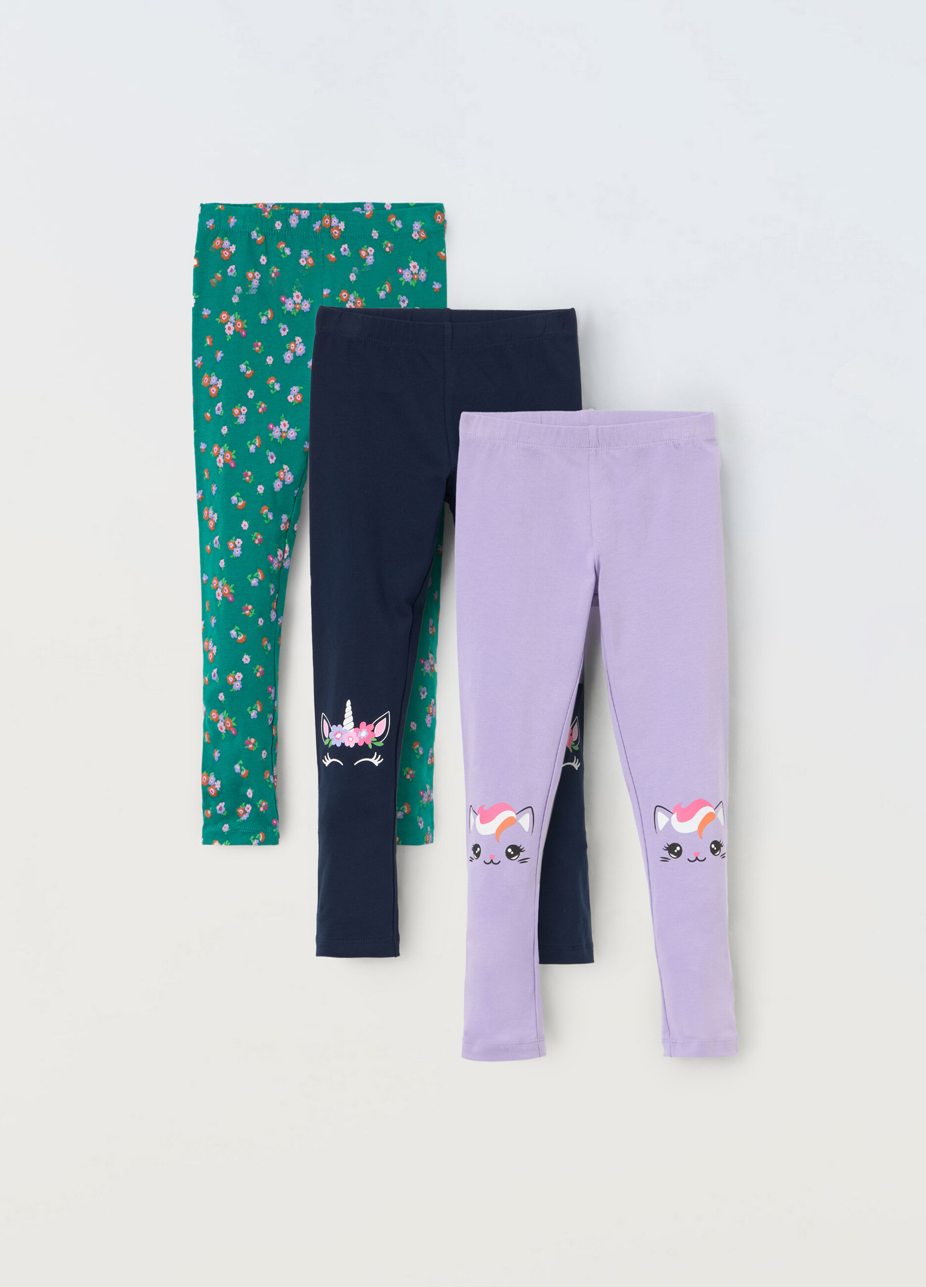 Pack 3 leggings in cotone stretch bambina_0