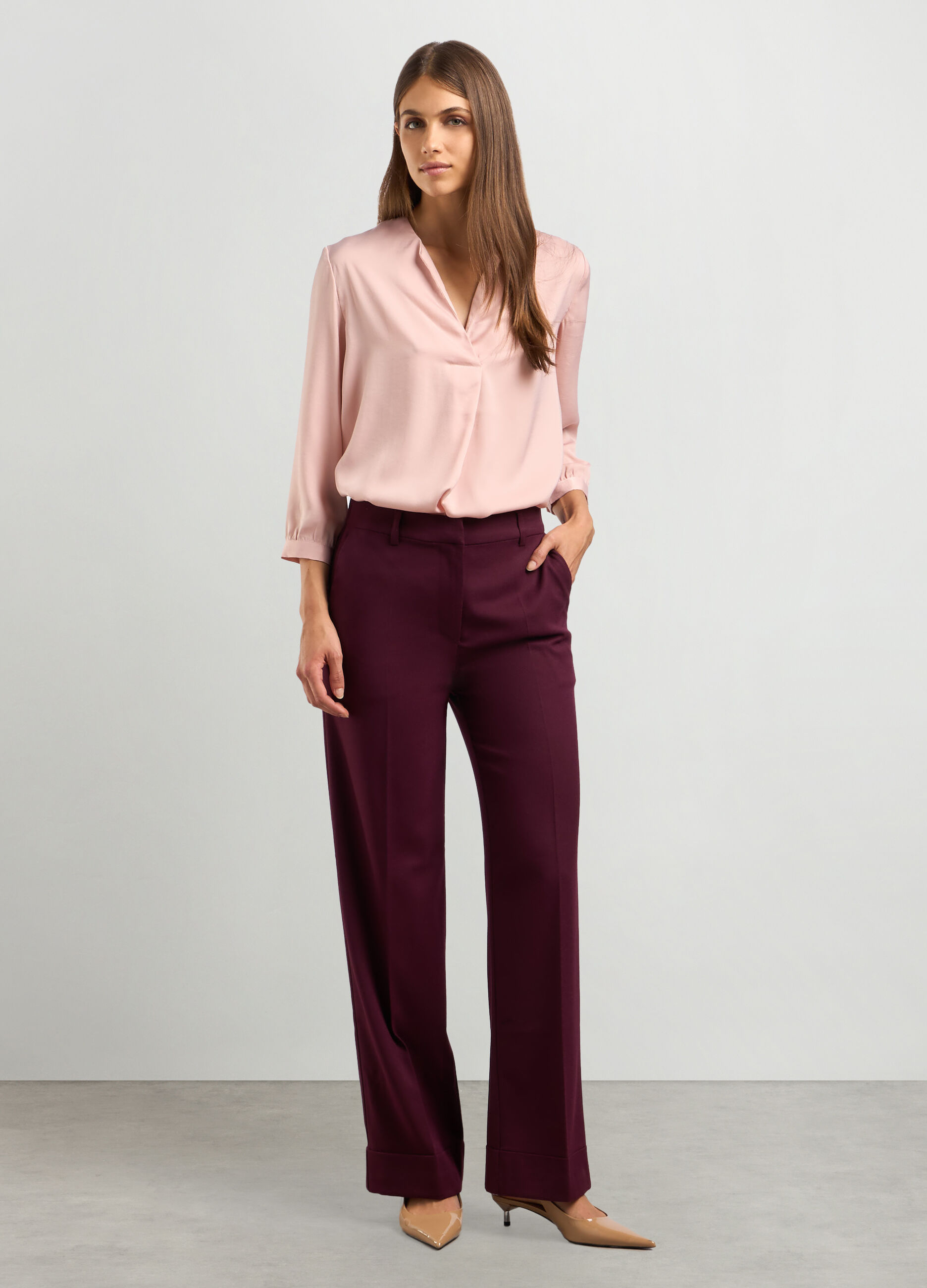 Pantaloni in misto viscosa stretch donna_0