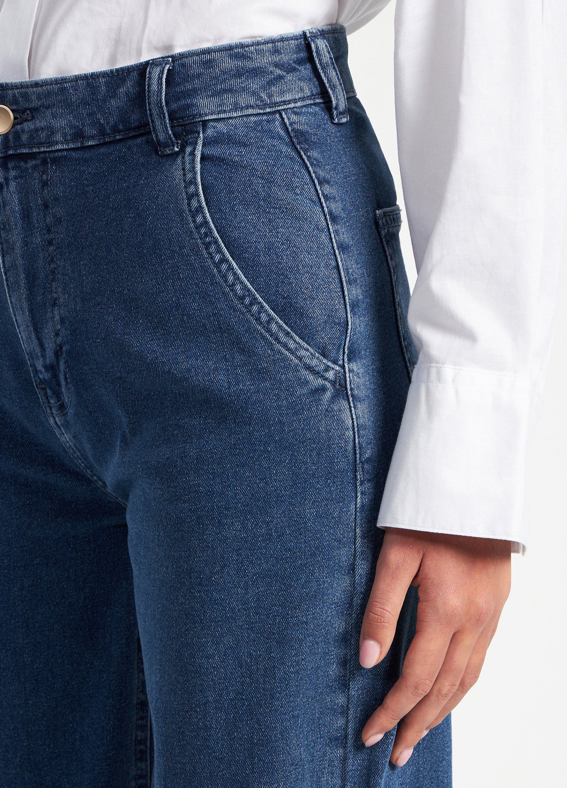 Jeans wide leg in cotone elasticizzato donna_2