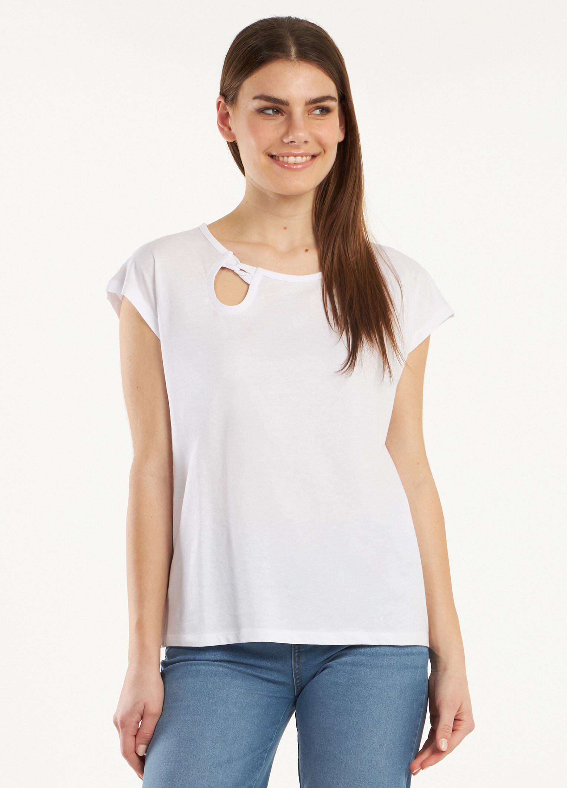 T-shirt in puro cotone con cut-out donna_0