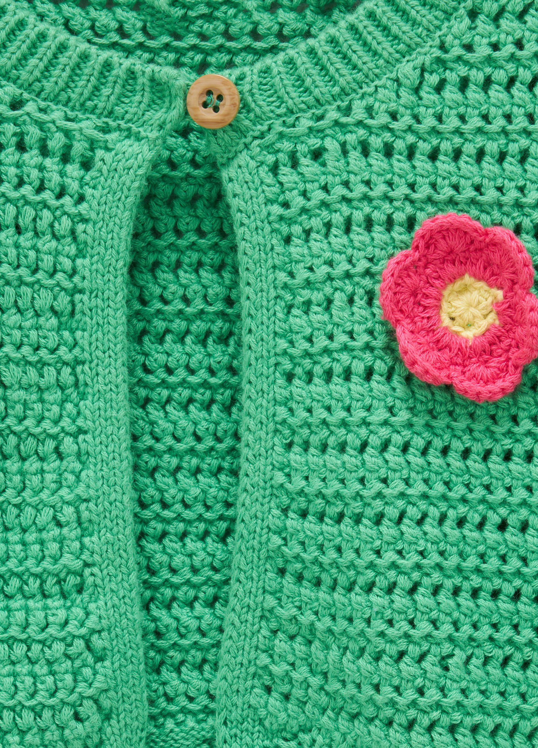 Cardigan tricot con ricami e applicazioni bambina_1