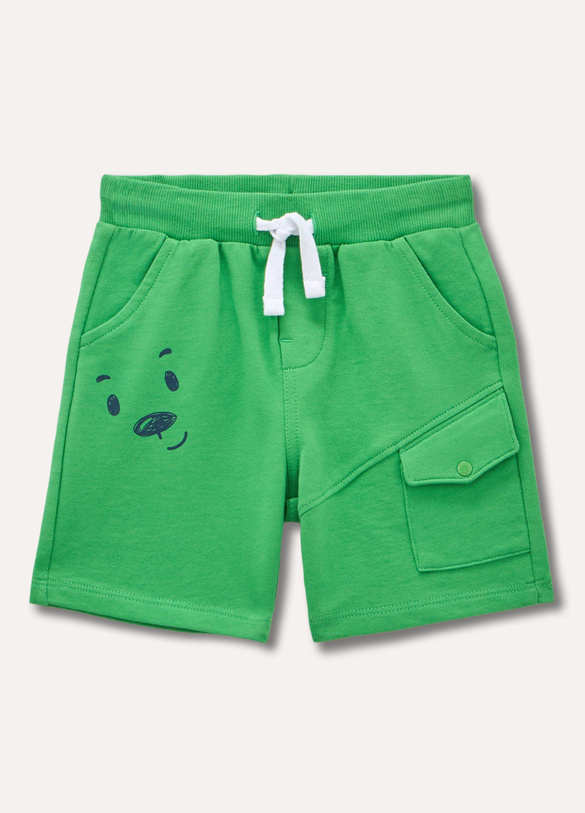 Shorts in felpa di puro cotone neonato_0