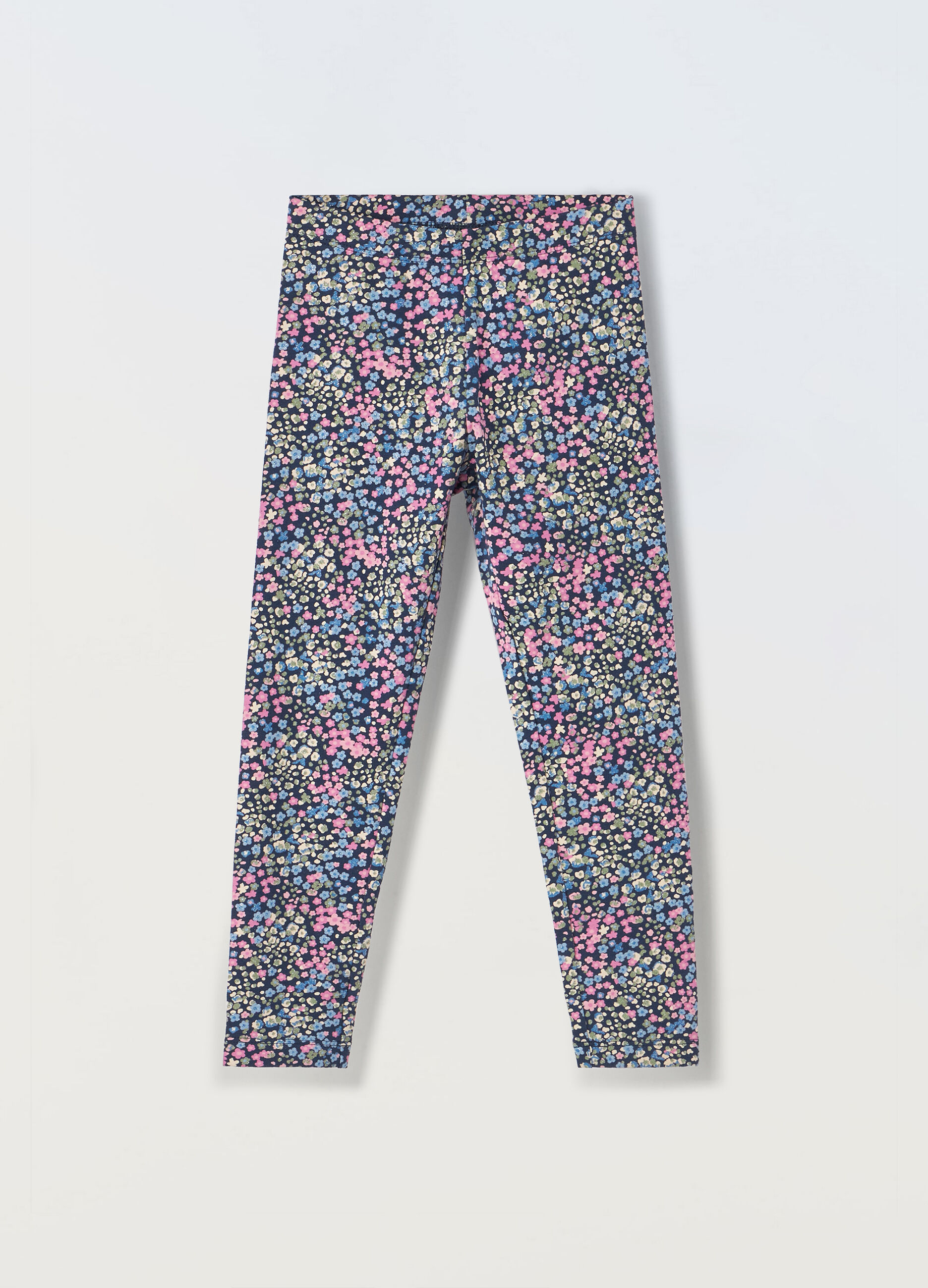 Leggings con stampa glitter in cotone stretch bambina_0